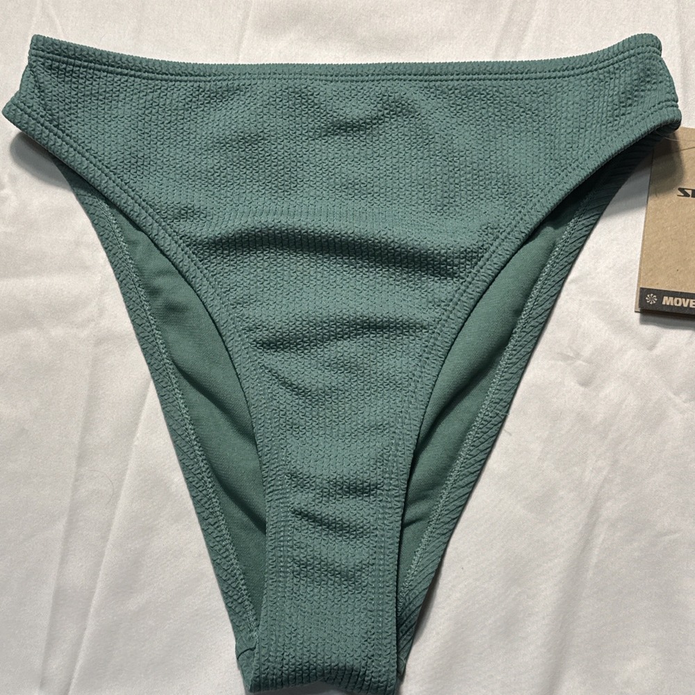 NWT Nike High Waisted Bikini Bottom M NESSD234-302 Green $54 Textured Women's